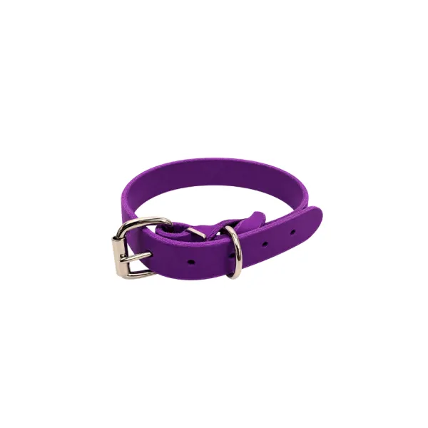 Zgarda din piele simplă - Mov - 55 cm / 20 mm