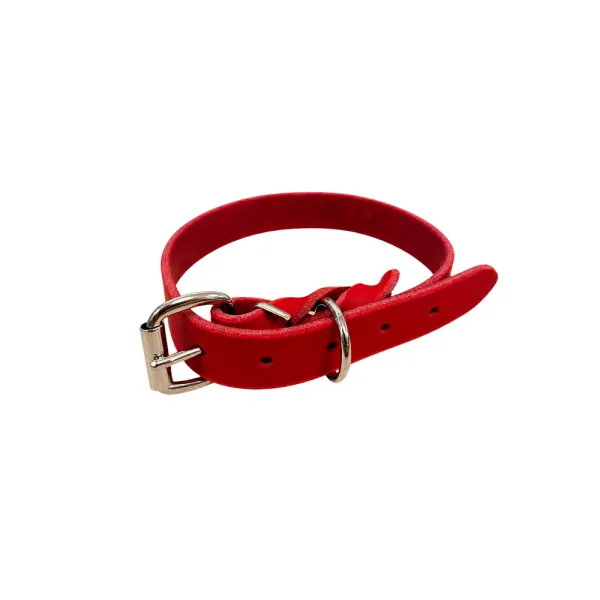Zgarda din piele simplă - Rosu - 40 cm