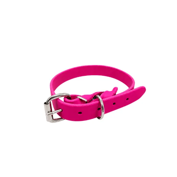 Zgarda din piele simplă - Roz - 35 cm