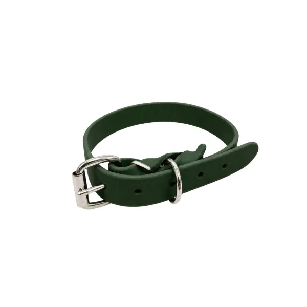 Zgarda din piele simplă - Verde - 30 cm