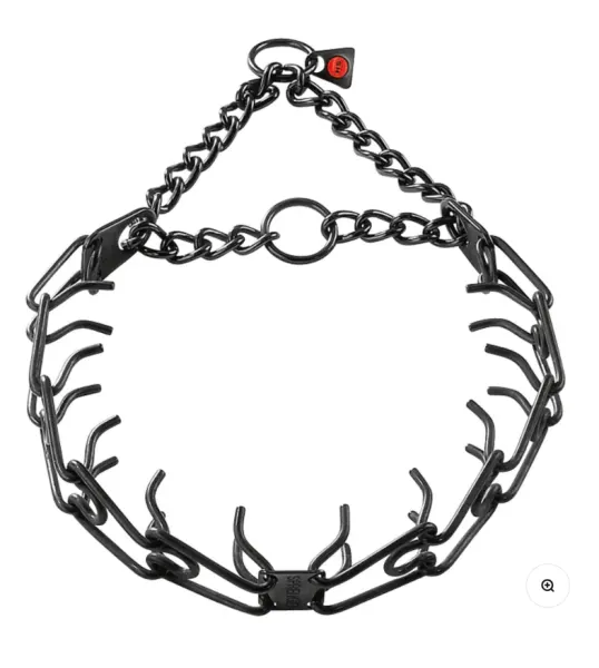 Zgarda dresaj Inox negru 4mm/63cm