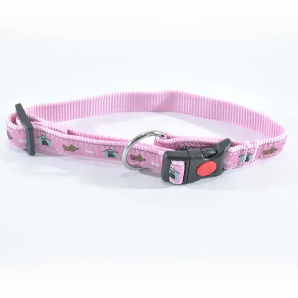 Zgarda Nylon Caini Mol Model Pink 10 mm x 15-25 cm